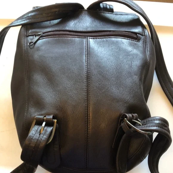 Classic Brown Leather Backpack with Adjustable Straps - Picture 5 of 5